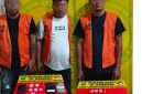 Ketiga tersangka yang diamankan Satres Narkoba Polresta Deli Serdang dari lokasi sarang narkoba.(ist)