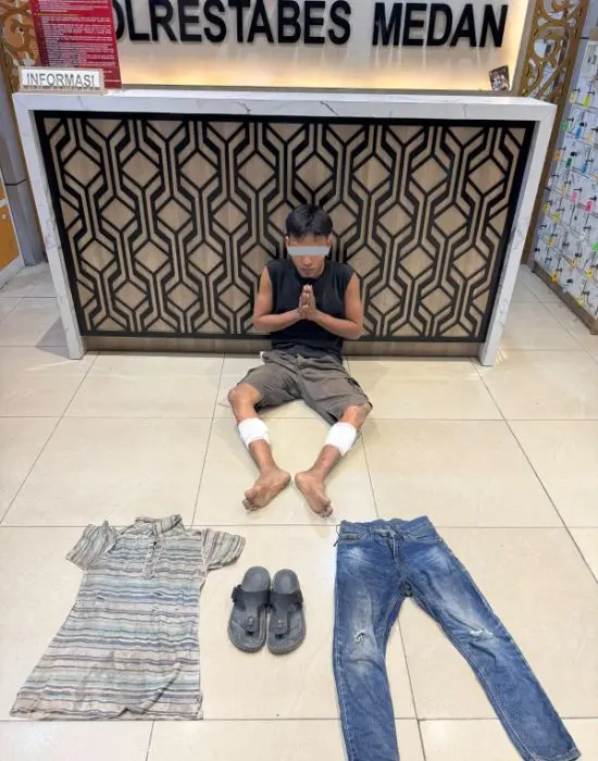 Residivis Dedi saat diamankan di Polrestabes Medan. (ist)